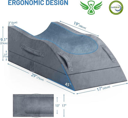 Double Leg Elevation Pillows, Wedge Pillow for After Surgery, Memory Foam Support Adjustable, Comfort Care for Back Knee Hip Ankles Pain, Knee Pillow for Sleeping Blood Circulation Grey