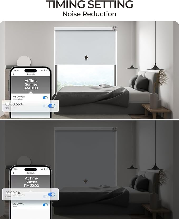 AIVIDIG Motorized Roller Automatic Shade with Remote Control, 100% Blackout Electric 21-110” Width Blinds for Windows with Alexa Google Home, Rechargeable Smart Customized Size（Waterproof-Light Grey）