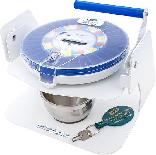 e-Pill MedTime Station Pro - Advanced Locked Automatic Pill Dispenser - Clear Lid