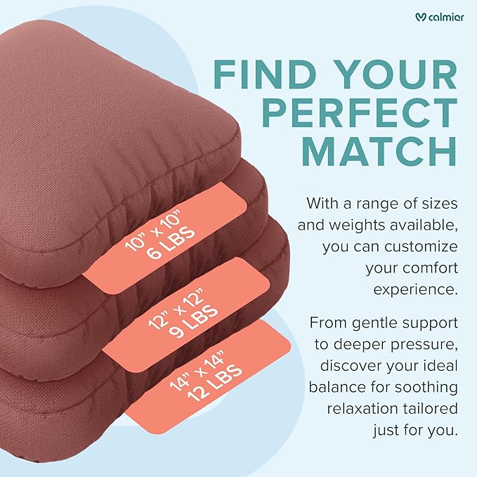 Calmier - 12 lb Sensory Weighted Pillow - Glass Bead Filled Hug Pillow - Ultra Plush Cozy Weight Sensory Pillows for Adults and Kids - Weighted Lap Pad (Pink - Fleece, 12 LBS)
