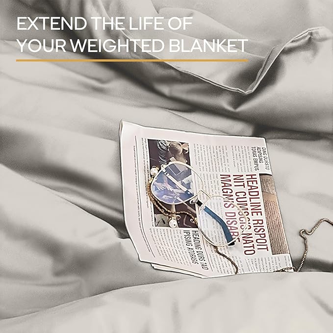 ZonLi Duvet Cover for Weighted Blanket (White Gray, 60"x80"), Breathable Soft Duvet Cover Queen Size Removable Cooling Comforter Cover for All Season