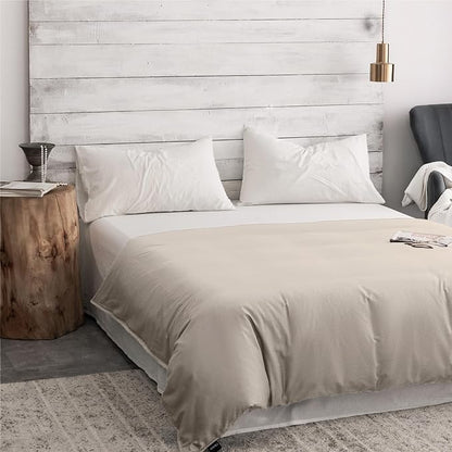 ZonLi Duvet Cover for Weighted Blanket (Almond Milk Grey, 60"x80"), Breathable Soft Duvet Cover Queen Size Removable Cooling Comforter Cover for All Season
