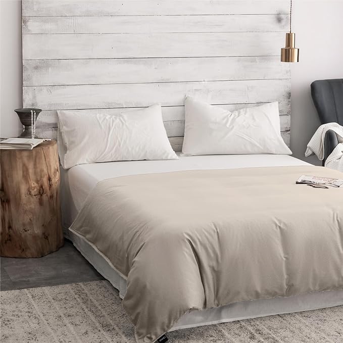 ZonLi Duvet Cover for Weighted Blanket (Almond Milk Grey, 48"x72"), Breathable Soft Duvet Cover Twin Size Removable Cooling Comforter Cover for All Season