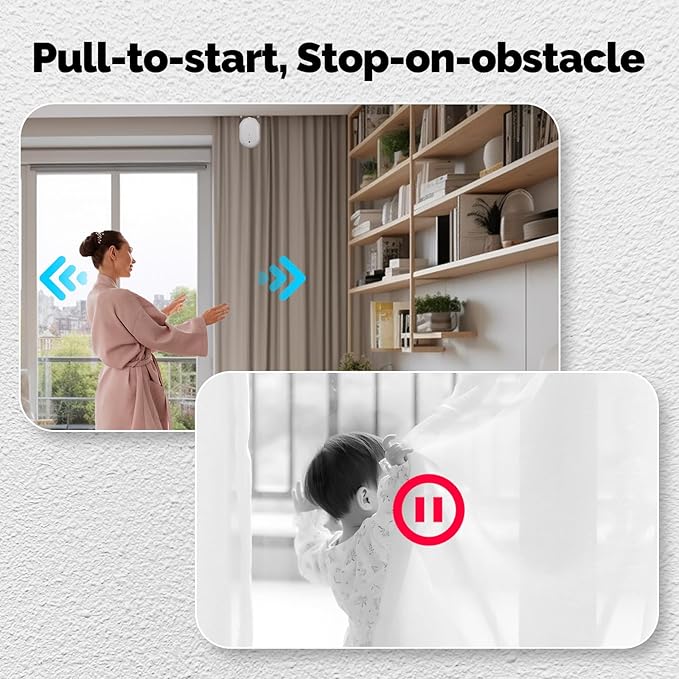 Automatic Curtain Opener, easy to install，with Remote Smart Curtain ，Bluetooth Curtain Robot with App, Voice, Rails Compatible with Alexa, Google Home, Tuya, Smart Life APP (Bluetooth curtain robot)