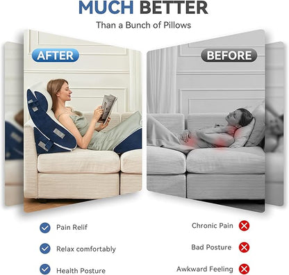 BDEUS 4PCS Orthopedic Bed Wedge Pillow Set for Sleeping, Post Surgery Foam Support Pillows for Back, Neck and Leg Pain Relief, Adjustable Triangle Pillow – Acid Reflux, GERD & Snoring Recovery