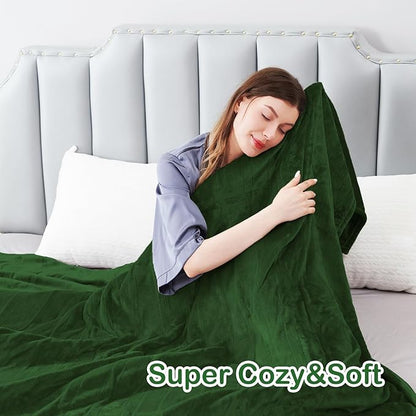 Electric Heated Blanket Twin Size 62"x84", Fast Heating Throw, Soft Plush Microplush for Bed & Couch, 10 Hours Auto Off & 5 Heating Levels, Machine Washable, Gifts for Grandma & Family-Green