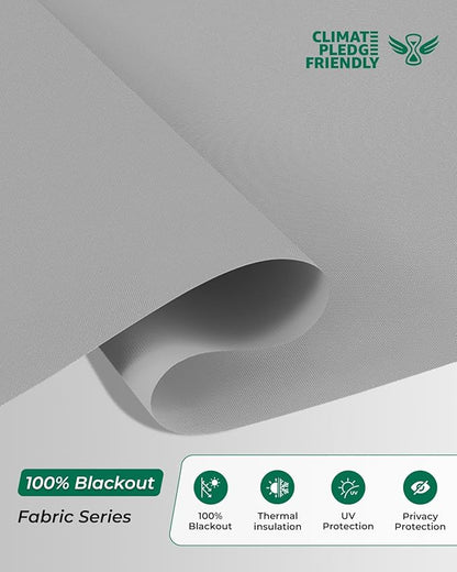 Allesin Motorized Roller Blinds with Remote Control for Windows, Blackout Automatic Smart Shades,Dry Battery Powered Electric Blind (Gray 50" W x 72" H)