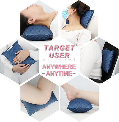 2 Pcs Soft Knee Pillow for Side Sleepers, Pressure Pillows Between Legs 11"x7" Small Knee Pillow Joints Cushion for Sleeping Hip and Back Pain, Minky Dot Denim Blue
