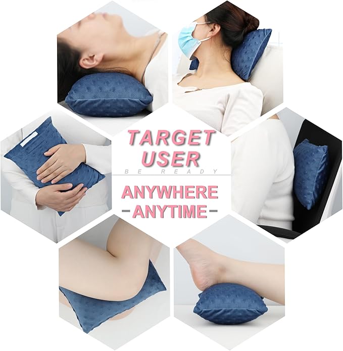 1 Pcs Soft Knee Pillow for Side Sleepers, Pressure Pillows Between Legs 11"x7" Small Knee Pillow Joints Cushion for Sleeping Hip and Back Pain, Minky Dot Denim Blue