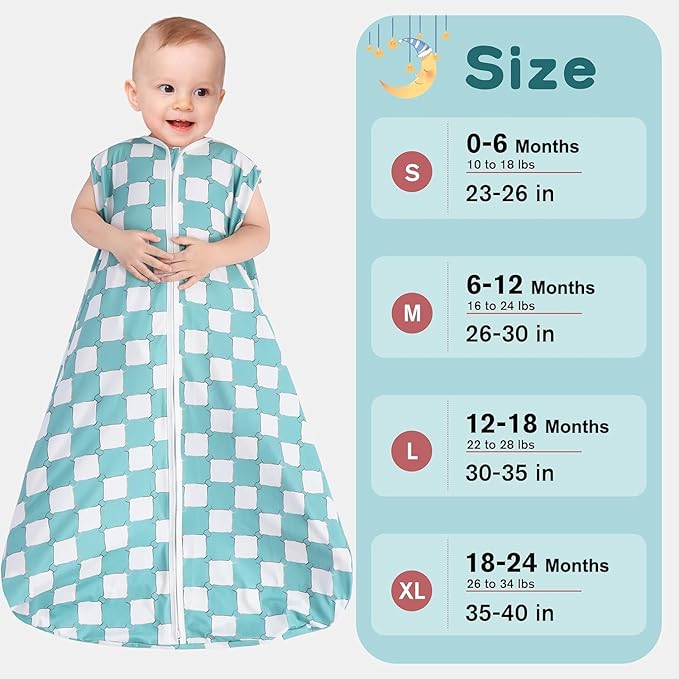 Baby Sleep Sack 6-12 Months 3 Pack Baby Wearable Blanket 100% Rayon Cotton 2-Way Zipper Toddler Sleeping Sack .Comfy Soft Lightweight TOG 0.3 (Bohemia&Checkered&Blue,)