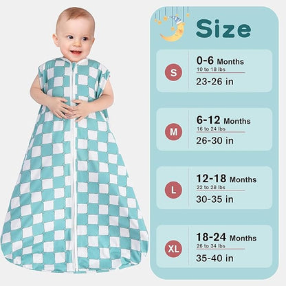 Baby Sleep Sack 12-18 Months 3 Pack Baby Wearable Blanket 100% Rayon Cotton 2-Way Zipper Toddler Sleeping Sack .Comfy Soft Lightweight TOG 0.3 (Bohemia&Checkered&Blue,)