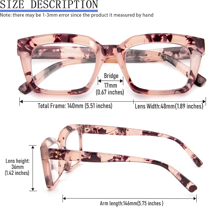 REAVEE 3 Pack Oprah Style Oversized Reading Glasses for Women Men Blue Light Blocking, Ladies Stylish RetroSquare Large Computer Readers (Pink Leopard/Black Pink/Tea 2.5x)