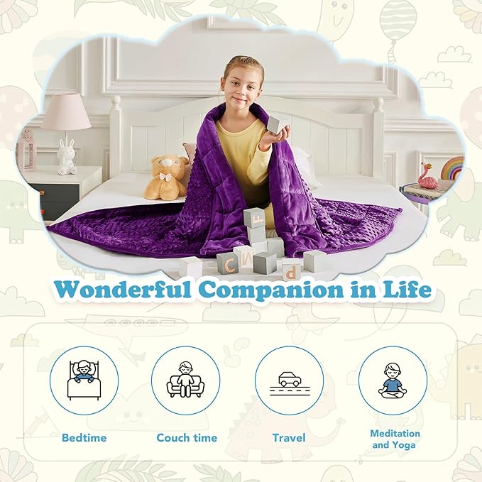 CuteKing Weighted Blanket - 40"x60" 10lbs Minky Dots Heavy Blanket with Glass Beads Soft Breathable for All-Season Summer Fall Winter Thick Comfort for Sleeping