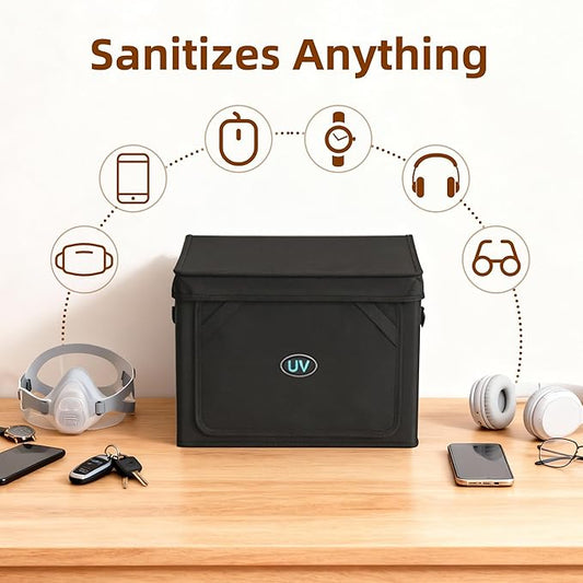 Large UV Sanitizer Box, 36L Portable Sanitizing and Cleaning Machine with 3-Level Timer, O-zone Foldable UV Cleaner Box for Household Use Like Phone, Towel, Key, Etc. with O-zone