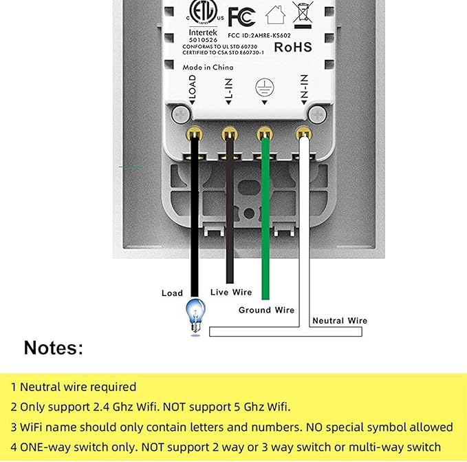 Double Smart Home Light Switch - Dual WiFi Wall Switch, Single Pole, Needs Neutral Wire - Compatible With Alexa Google Assistant