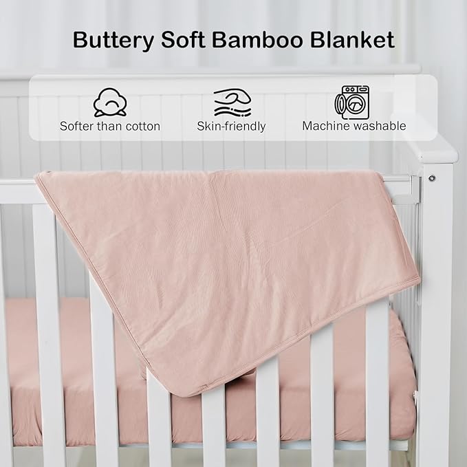 BubblePanda Rayon Made from Bamboo Baby Blanket for Boys Girls Neutral Soft Crib Blanket Toddler Quilt Comforter Newborn Nursery 30 x 40 Inch Pink
