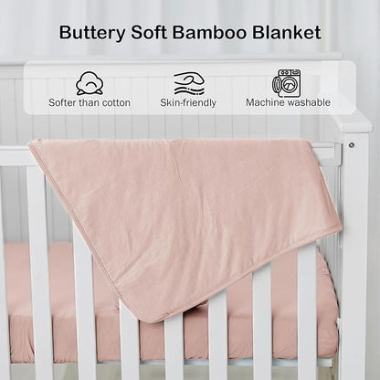 BubblePanda Rayon Made from Bamboo Baby Blanket for Boys Girls Neutral Soft Crib Blanket Toddler Quilt Comforter Newborn Nursery 30 x 40 Inch Pink