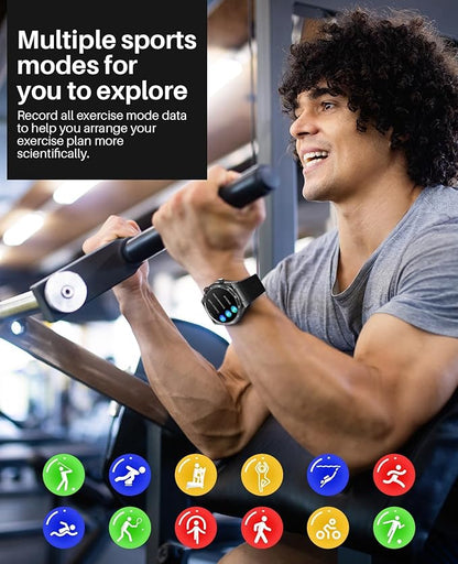 EarlySincere Smart Watch with Bluetooth Call, 1.39" Smartwatches for Men Women, Fitness Watch with Blood Oxygen/HR/Sleep, IP67 Waterproof for Android iOS Black