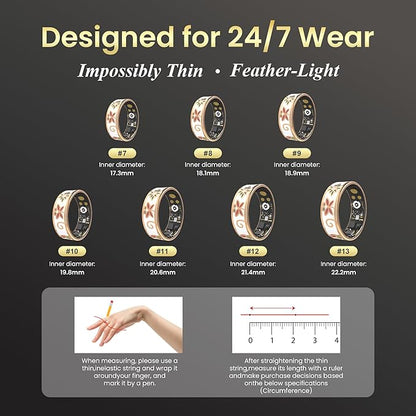 Enamel Craft Smart Ring for Women & Men - No Subscription Fee Fitness Tracker with Sleep Tracking, Heart Rate, SpO2 - IP68 Waterproof for iPhone Android - Activity Tracker, Remote Camera (12)