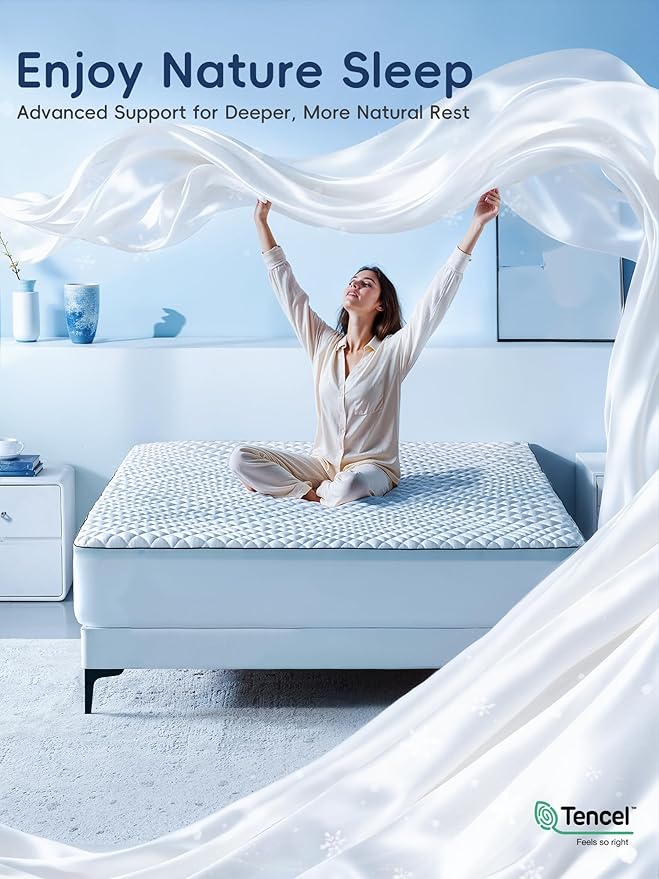 Queen Memory Foam Mattress Topper,Dual Layer Gel Memory Foam & Cooling Pillow Top Mattress Pad Cover for Pressure Relief and Medium Support,CertiPur-US Certified