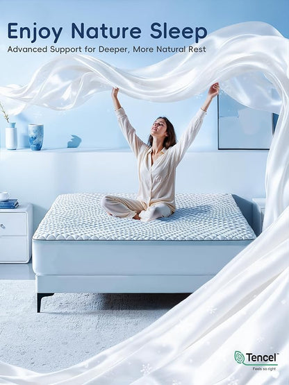 Queen Memory Foam Mattress Topper,Dual Layer Gel Memory Foam & Cooling Pillow Top Mattress Pad Cover for Pressure Relief and Medium Support,CertiPur-US Certified