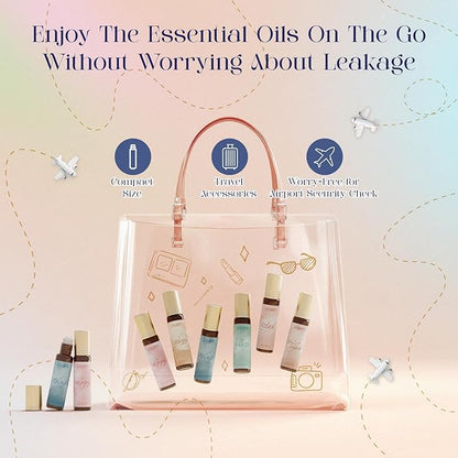 SALUBRITO Essential Oil Roll On Gift Set, Aromatherapy Oil with Roller Ball for Body Skin, Massage, Wellness Essential Oil Gift for Women and Men
