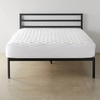Amazon Basics Hypoallergenic Quilted Plush and Breathable Mattress Topper Pad, 18 Inches Deep, Queen, White