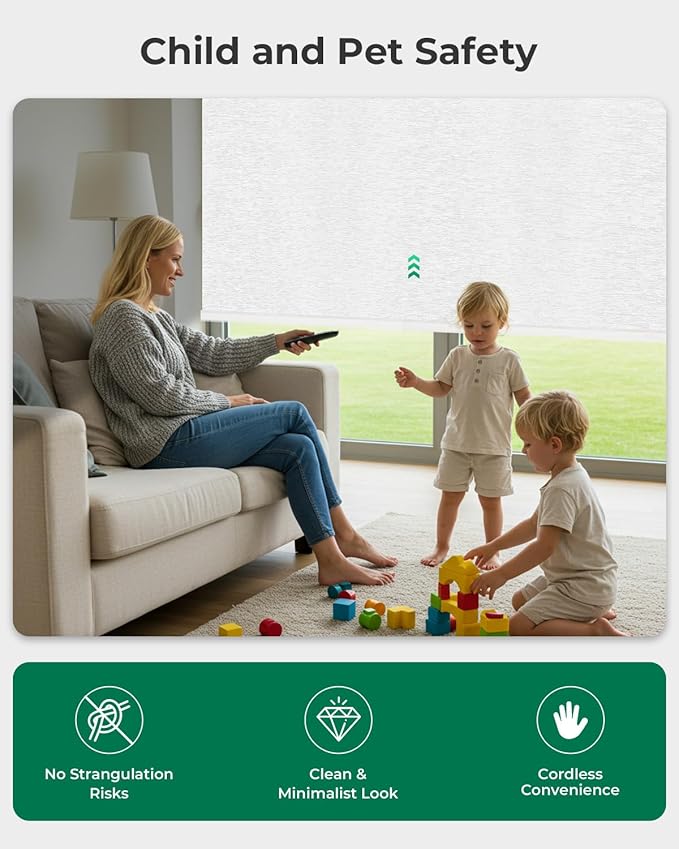 Allesin Motorized Blinds with Remote | Smart Blackout Roller Shades, Automatic Electric Power Blinds for Home Office, Living Room 22x72 Cloud-Patterned