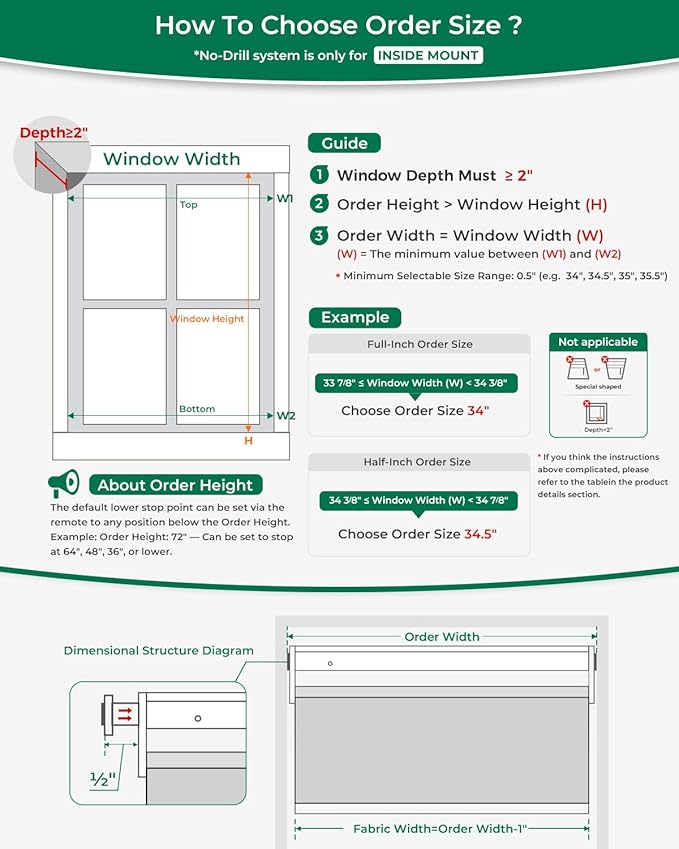 Allesin No Drill Motorized Blinds with Remote | Rechargeable Smart Blackout Roller Shades, Cordless Electric Window Blinds for Bedroom, Living Room, Home Office, Beige 34.5x72 Inches