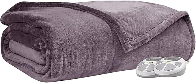 Serta Luxuriously Soft Plush Electric Blanket Fast Heating Cozy Cover, Safety Auto Shut Off Timer, Low EMF, Multi Heat Setting, ETL Certified, Machine Washable, Lavender King (92 in x 100 in)