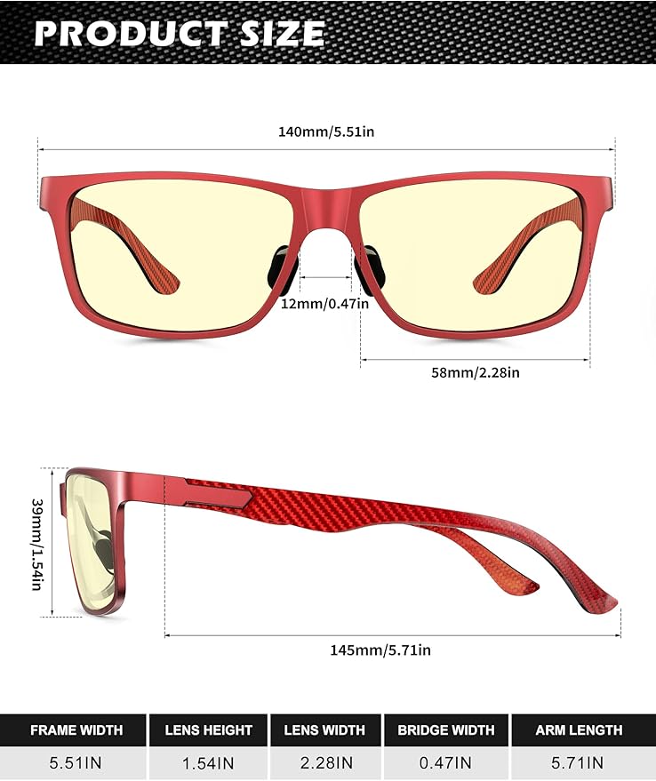 ANYLUV Blue Light Blocking Glasses Men Computer Gaming Glasses Lightweight Al-Mg Metal Anti Eyestrain Eye Protection