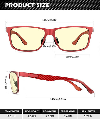 ANYLUV Blue Light Blocking Glasses Men Computer Gaming Glasses Lightweight Al-Mg Metal Anti Eyestrain Eye Protection