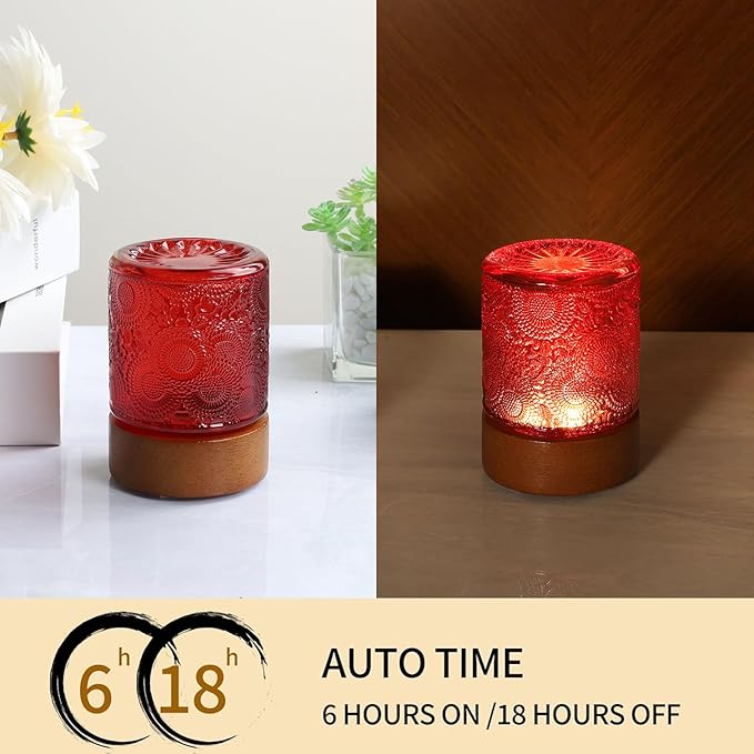 Mini Soft Warm Light Lamp Battery Operated Portable Night Light with Timer, Small Glass Vintage Dim Sleep Nightlights, Battery Powered Wireless Night Lights for Adults (1), M2-1-7