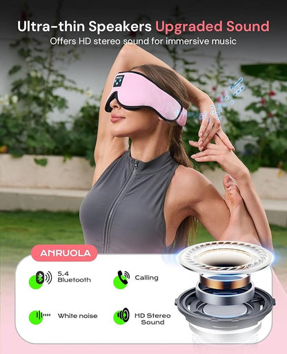 Bluetooth Sleep Mask with Wireless Headphones – Soft 3D Eye Mask for Comfortable Sleep – HD Audio for Men & Women – Adjustable Strap for Travel, Meditation, and Naps