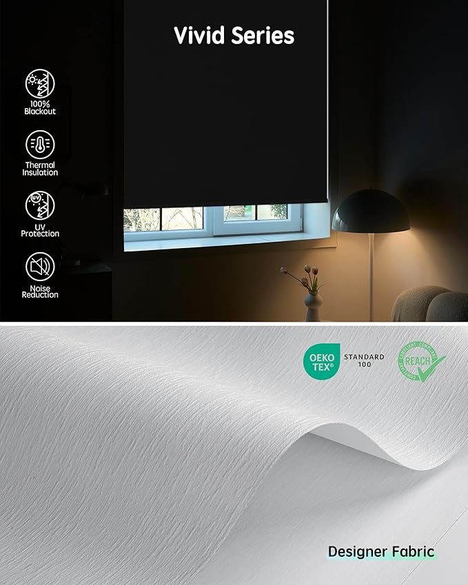 Yoolax Motorized Blinds with Remote, Smart Blinds for Windows Blackout Automatic Shades Compatible with Alexa Remote Control Roller Window Shades with Valance, Custom Size (V- Shimmer Meteor White)