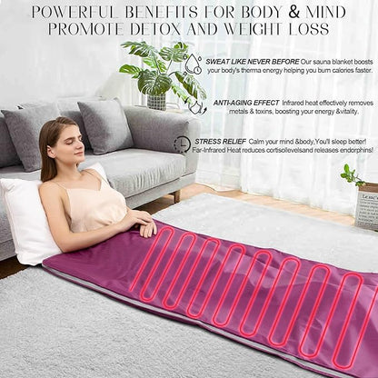 Infrared Sauna Blanket, Sauna Blanket for Home Use, Portable Sauna Infrared for Detoxification and Recovery, Adjustable 85-185°F Temperature Range