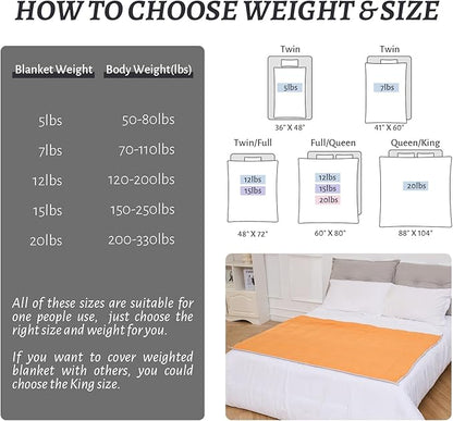 Weighted Blanket 7lbs Twin Size Orange Grey 41"x60" Weighted Blankets Heavy Blanket are Comfortable and Cozy