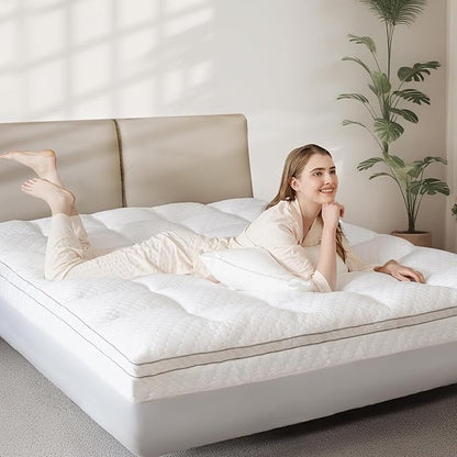 Dual Layer 3 Inch Memory Foam Mattress Topper Full Size, 2 Inch Cooling Gel Memory Foam Plus 1 Inch Down Alternative PillowTop Mattress Pad Cover with 8-21 Inch Deep Pocket