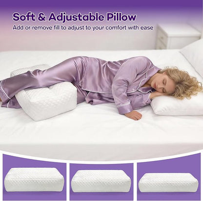 Shredded Memory Foam Knee Pillow for Side Sleepers, Supportive Leg Pillow for Side Sleeping, Relieve Hip Back & Leg Pain, White