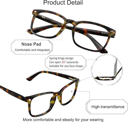 YEIN Progressive Multifocus Reading Glasses, Spring Hinge Blue Light Blocking Glasses for Women Men, No Line Multifocal Readers with Clear Lenses (+0.00/+1.25 magnification)