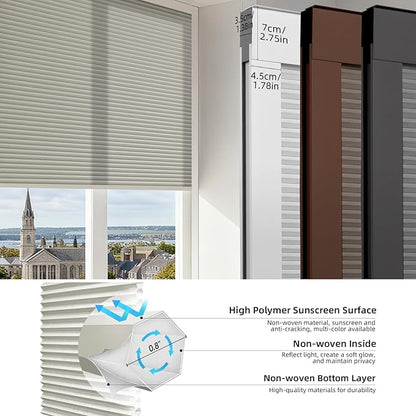 ZSTARR Motorized Skylight Shades Blackout Cellular Honeycomb Electric Blinds with Solar Panel Cordless Rechargeable with Remote for Roof and Slanted Windows Custom Size (Light Grey)