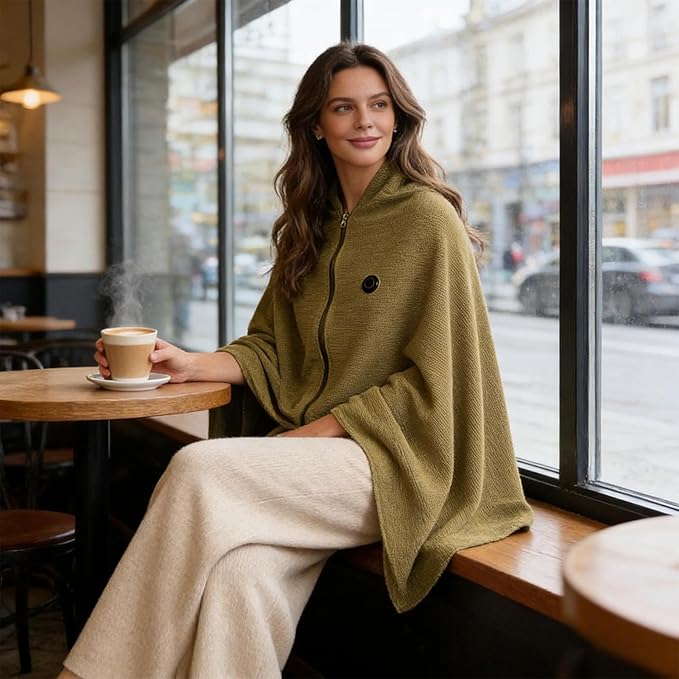 Heated Shawl, with Smart Temperature Control, 150x80cm, Electric Heated Wrap, Winter Warming Blanket, 3-Level Temperature Control, for Women Car Camping Hiking Bed Home Travel Cold Weather Indoor Use