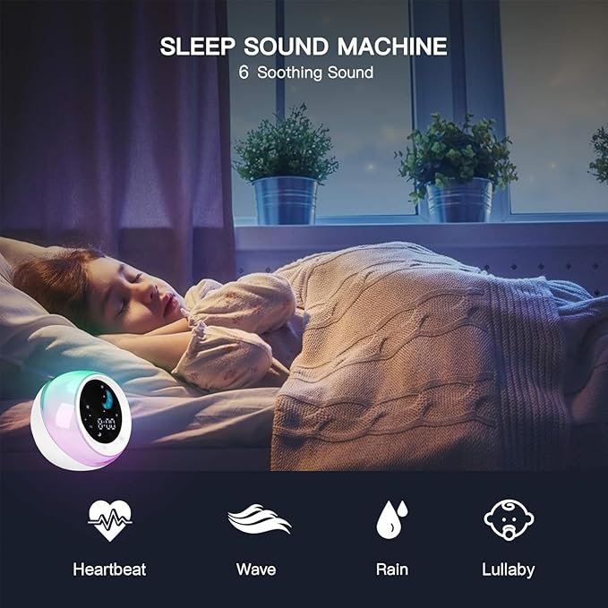 I·CODE Time to Wake Alarm Clock for Kids, Children's Sleep Trainer, Kids Wake Up Light, Sleep Sound Machine, Ideal Gift for Toddlers
