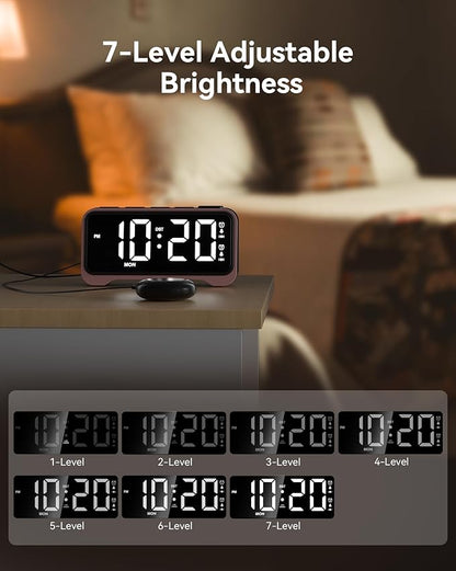 Loud Alarm Clock for Heavy Sleepers Adults, Bed Shaker Alarm Clock with 10-Color Modes/Night Light/USB Charger/7 Dimmer/Battery Backup, Vibrating Alarm Clocks for Hearing Impaired Deaf, Kids, Teens
