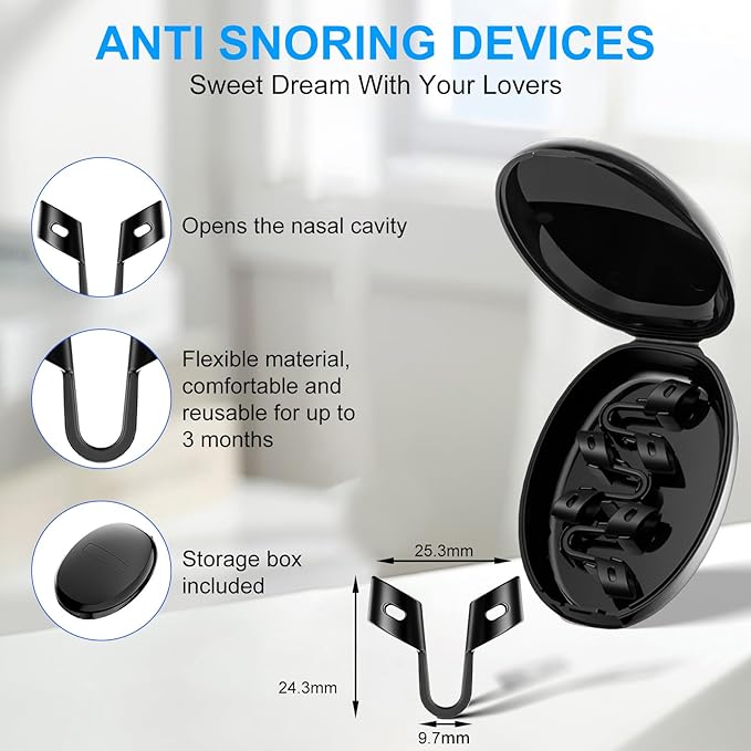 Anti Snoring Devices, Nasal Dilator for Sleeping, Effective to Relieve Snoring, for Nasal Snorers, Reusable Snoring Device to Enjoy a Peaceful Night's Sleep - 3 Pack (S)