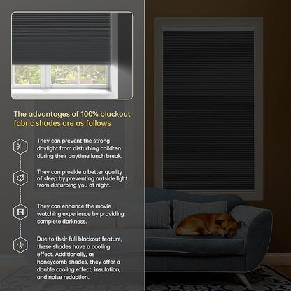 CINONEKO Custom Size(21-69"W x 22-93"H) Motorized Cellular Shades,No Drill Smart Honeycomb Blinds【Free Solar Powered】Automatic Blinds for Indoor Windows Cordless Electric Shades Compatible with Alexa