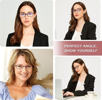 EYEURL Reading Glasses Women Blue Light Blocking - Set of 2 Pattern Design Computer Readers (Red+Purple, 3.0)