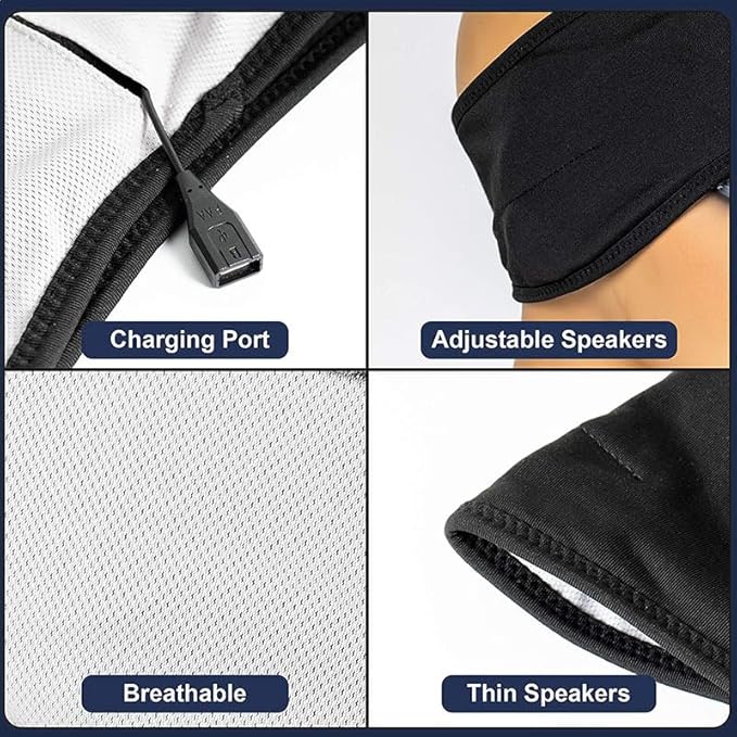 Wireless Bluetooth Sports Headband Headphones Ultra-Thin HD Stereo Perfect for Sleeping .Workout,Jogging,Yoga,Insomnia, Air Travel, Meditation Black