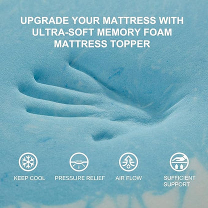 SINWEEK 1.5 Inch Memory Foam Mattress Topper Twin XL, Twin Extra Long Mattress Pads for College Dorm Single Bed, Pressure Relieve CertiPUR-US Certified, 39x80 Inches, Blue