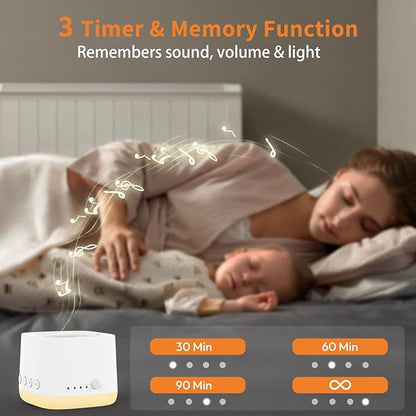 Portable Mini White Noise Sound Machine for Travel – Amber Breathing Night Light, 16 Soothing Sounds, 30-Hour Rechargeable Battery, Timer & Memory for Baby, Adult Sleep, Office Privacy
